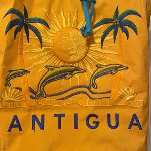 ☀️🏄‍♀️ANTIGU bright yellow beach bag with teal rope handles 👙🌞